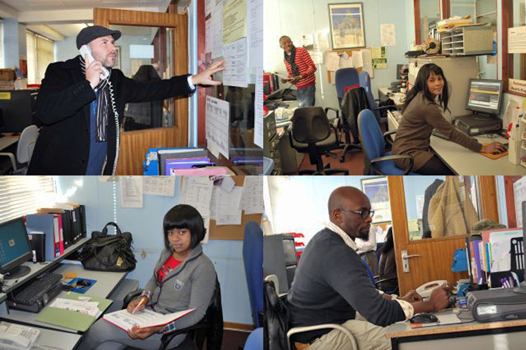 Collage of people working at Action for Community Development